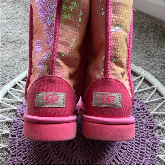 Pink Sequin Sparkly Uggs Size 7 - Picture 7 of 14